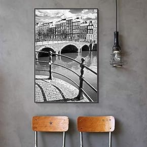 Floating Framed Canvas Wall Art for Living Room, Bedroom Black and White Building Canvas Prints for Home Decoration Ready to Hang - 16x24 inches