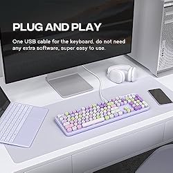 MOFII Wired Keyboard, Cute Colorful Keyboard Full