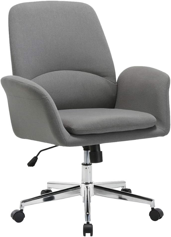 NOVIGO Upholstered Home Office Chair with Comfy Back Support for Conference Room Study Grey