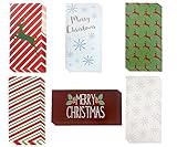 Christmas Money Greeting Cards - 36 Pack Assorted - 6 Winter Holiday Designs, Snowflakes, Stripes, Reindeer, Candy Canes, Mistletoe 4 x 8 With Envelopes Included by Juvale