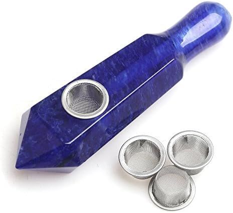 Natural Crystal Quartz Gemstone Blue Smelting Fluorite Point Stone, 3.5-4.3 Inches