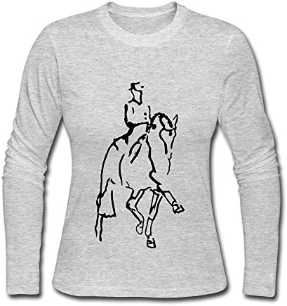 Onlyprint Women's Dressage Rider Horse Swag Long Sleeve T Shirt Size L US Gray
