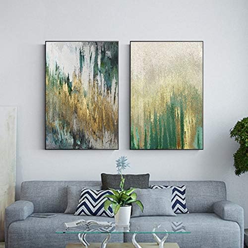 Amazon Com Mxsnow Abstract Flowing Gold Foil Canvas Painting Modern Green Poster Print Wall Art Picture For Living Room Lobby Art 50x70cm Unframed Posters Prints