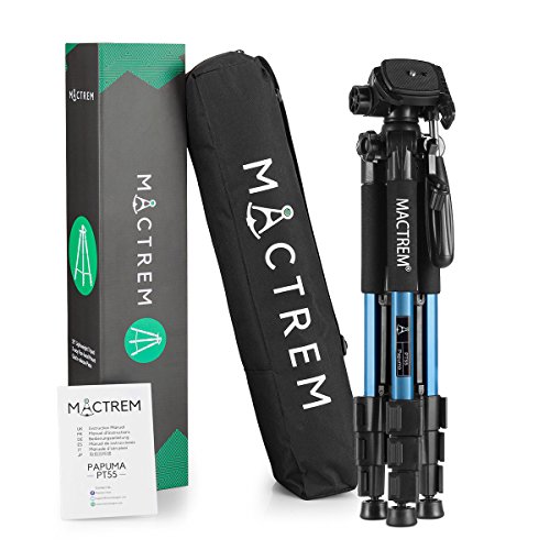 MACTREM Mactrem.03 PT55 Travel Camera Tripod Lightweight Aluminum for DSLR SLR Canon Nikon Sony Olympus DV with Carry Bag -11 Lbs(5Kg) Load (Blue) - Thumbnail 7