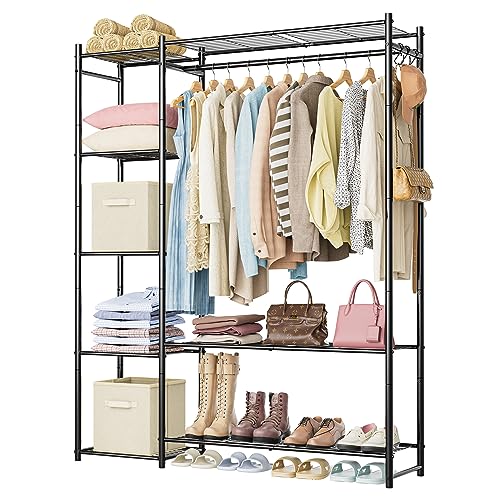 HOMIDEC Wardrobe Closet,Portable Clothes Rack with 4 Tiers Shelves