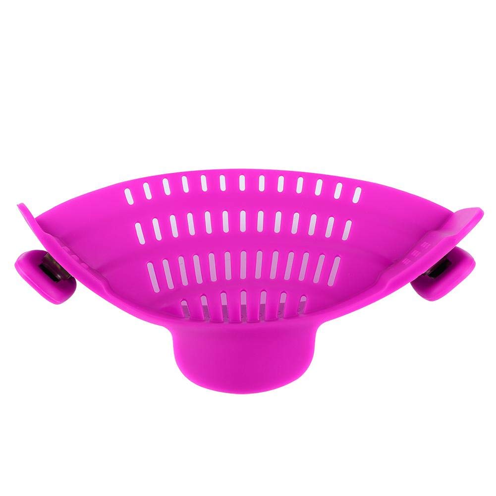 Pot Strainer - Silicone Clip On Pot Strainer Kitchen Filter Colanders for Noodles Vegetables Food Drainer(Purple)