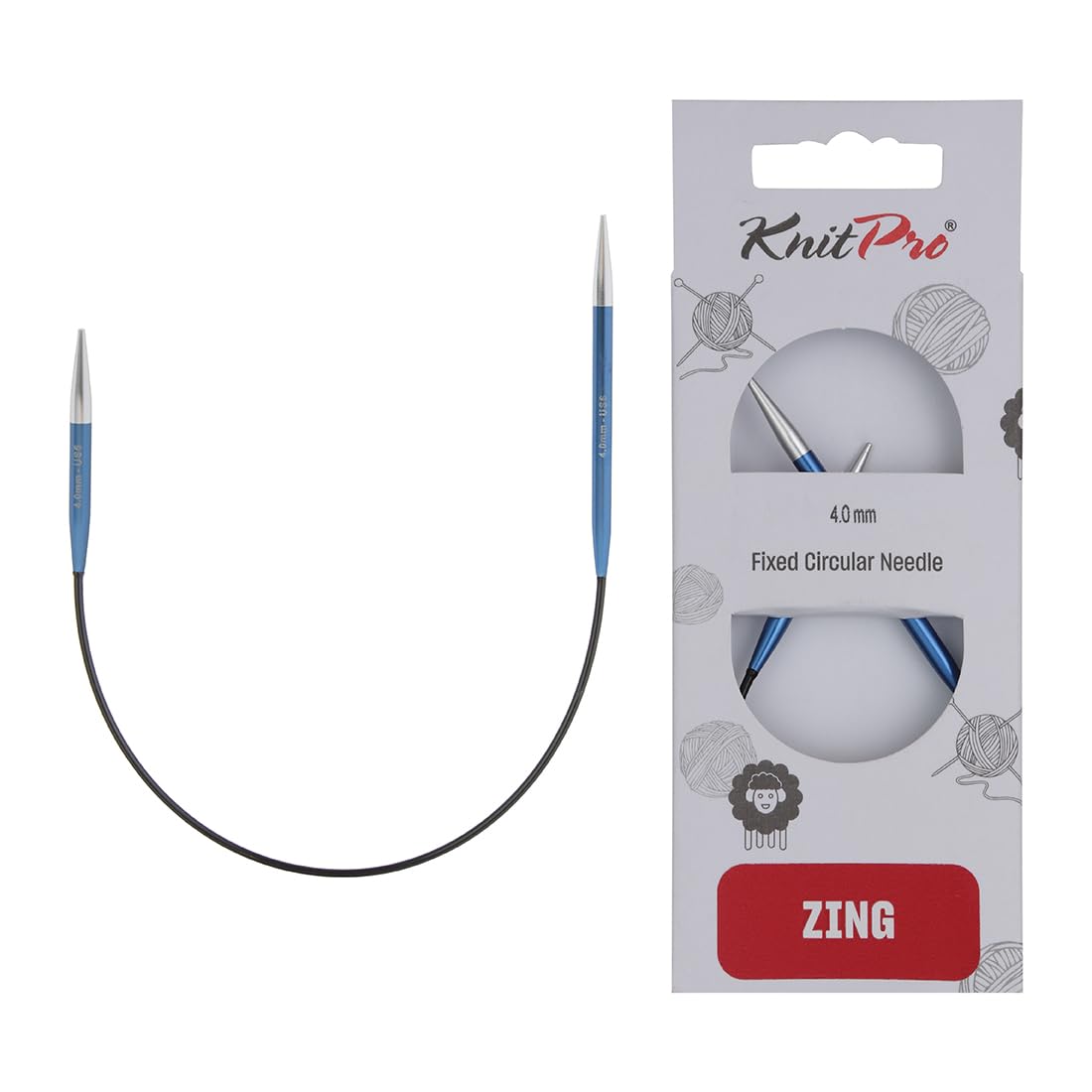 KnitPro Zing Fixed Circular Needles Asymmetrical 10" (25cm) | Size 4.00mm