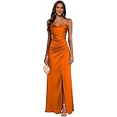 Noras Dresses Women's Spaghetti Straps Bridesmaid Dress with Slit Cowl Neck Pleated Mermaid Formal Party Dresses NON001