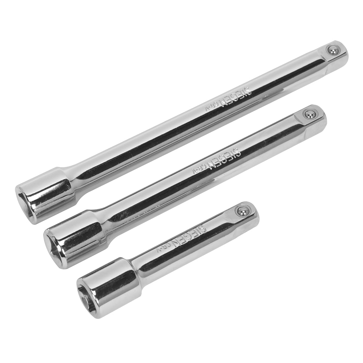 Siegen S0719 3pc 3/8"Sq Drive Extension Bar Set, Silver