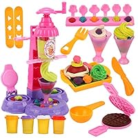 EsOfficce Ice Cream Dough, Dough Play Set,Ice Cream Play Set,Dough Tools Set, Pretend Play Ice Cream Maker for Girls 3 Years