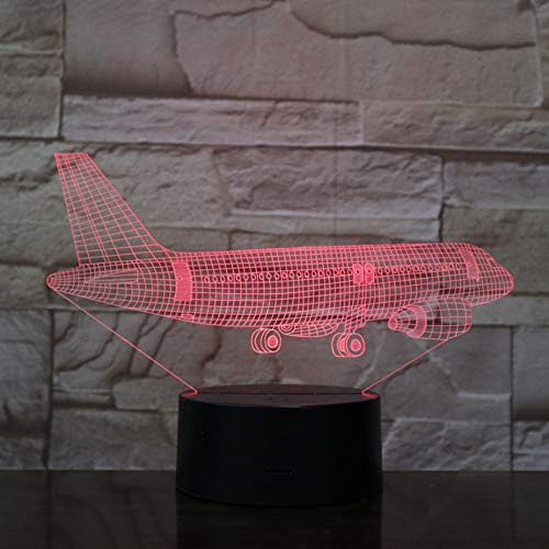 3D Abstract Airplane Plane Airbus Night Light 7 Color Change Table Lamp Office Home Decor Toy Brithday Christmas Gift Children's Kids