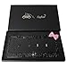 Carfond OTOSTAR 7 Row Pure Handmade Waterproof Bling Bling Rhinestones Stainless Steel Metal License Plate Frame with 2 Holes with Matching Screws Caps (Black/Pink Bowknot)
