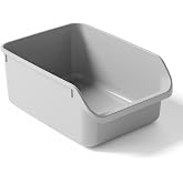 SpaceTime Large Cat Litter Box with High Sides,Cat Boxes for Indoor Cats,Cat Litter Pan for Kitty,Litter Box with Low Entry,Easy to Clean,Anti-Splashing(Grey)