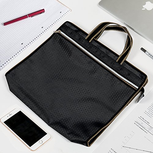 Zipper Business Document Bag, Lavince WaterProof Briefcase Office Handbag file bag Multi Purpose Usage for Files Folder Document Notebook iPad Macbook Stationery For Bussiness Meeting Office (Black)