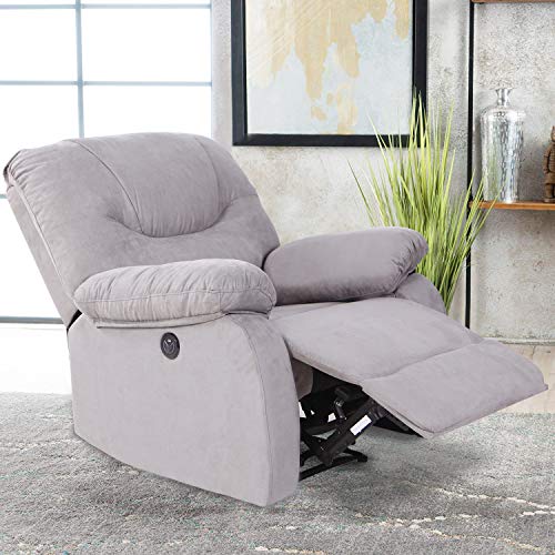 Modern Power Recliner with USB Charging Port - LCH Heavy Duty Microfiber Single Reclining Sofa Chair Living Room Furniture