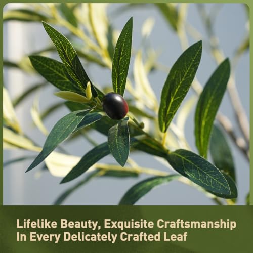 Verinatural Olive Tree Artificial Indoor 8ft - UV Resistant Large Fake Plants - Realistic Faux Olive Tree in Pot - Tall Artificial Plants Outdoor for Home, Patio, Living Room, Office Decor,VN138