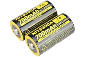 2X Nitecore IMR 18350 NI18350A 700mAh 3.7V Button Top Rechargeable Battery (This is NOT a Replacement for CR123A)