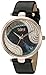 Burgi Women's BUR131BKR Swarovski Crystal Accented Peacock Feather Dial Rose Gold and Black Satin over Leather Strap Watch