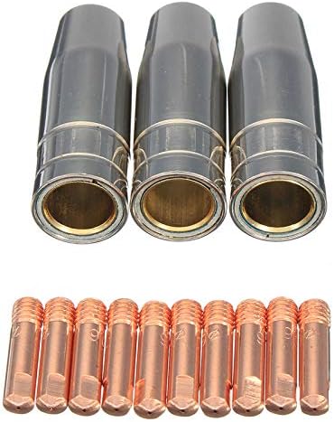 SNOWINSPRING 13Pcs CO2 Mig Welding Torch Aircooled MB 15AK Contact Tip Holder Gas Nozzle 0.8mm Shield Shroud Nozzle Tip Kit