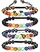 LOLIAS 4 Pcs Mens Bracelet Chakra Lava Stone Yoga Healing Diffuser Bracelets Adjustable L4
