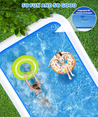 Large Inflatable Pool - 130"×72"×22" Blow Up Pool for Adults and Childrens with Electric Pump, Swimming Pool for Backyard, Summer Water Party, Outdoor, Garden
