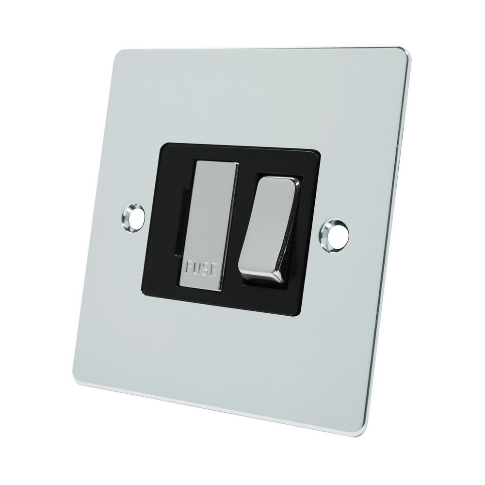 Alliance Electrical FPCSFSBC 13 A Black Insert Flat Switched Fused Spur Metal Rocker Switch - Polished Chrome