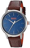 HUGO BOSS Men's Copenhagen Stainless Steel Quartz Watch with Leather Strap, Brown, 20 (Model: 1550057)