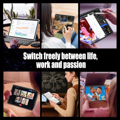 Android tablet 10 inch, 2026 Android 16 Tablet with Keyboard, 26GB+256GB (2TB Expand), Gemini AI Tablet with 8-Core, 8000mAh, 5G WiFi, Widevine L1, 2 in 1 Tablets PC with Case/Mouse/Stylus-Black Case