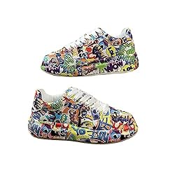 Breathable Low-top Lace-up Graffiti Running Shoes