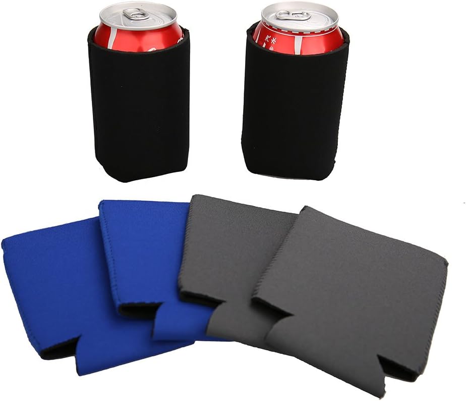 E-Living 330ML (12 OZ) Collapsible Neoprene Can/Beer/Bottle/Beverage Cooler/Coolie/Cover/Insulator/Holder/Huggie/Sleeve for Cola/Beer/Soda - 6 Pack (Multi - 3)