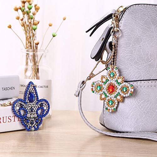 4pcs DIY Key Chain Diamond Painting Mosaic Making Kits 5D Full Drill Special Shaped Diamond Painting Keychain Pendant