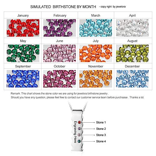 Personalized 4 Simulated Birthstone Bar Necklace for Grandma or Mom Custom Names Grandmother's Birthday Jewelry Gift
