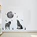 BIBITIME Creative Howling Wolf Silhouette Stickers Vinyl Moon Flying Birds Wall Decal for Living Room Porch Cinemas Window Nursery Kids Room Decor Home Art Mural