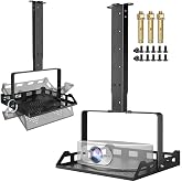 Salange 3-in-1 Projector Mount, Adjustable Height Ceiling/Wall Mount with Tray, Heavy-Duty Stand w Cable Management, Holds Up to 22 lbs, Ideal for Home Theater and Office (Black)