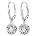 YFN Sterling Silver Created Round Cz Birthstone Drop Dangle Leverback Earrings for Women(White Cz Earrings)