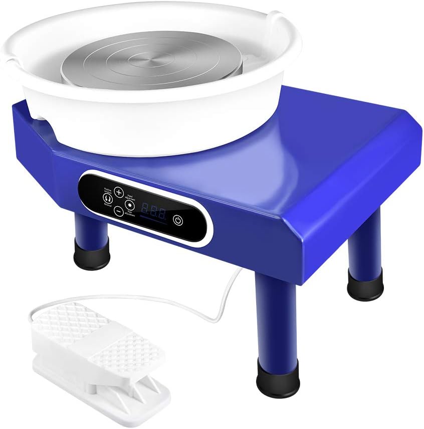 SEAAN Electric Pottery Wheel Machine 25CM Pottery Throwing Ceramic Machine LCD Touch Ceramic DIY Clay Tool for Ceramic Work Art Clay with 10 Pcs Clay Sculpting Tools, Foot Pedal, US Shipping