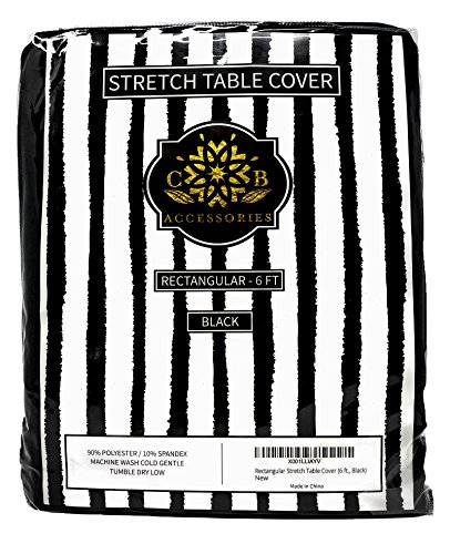 CB Accessories Stretch Table Cover 4ft Rectangular Fitted Spandex Full Length Tablecloth for Weddings, Conferences and Holiday Party (4 ft, Black)