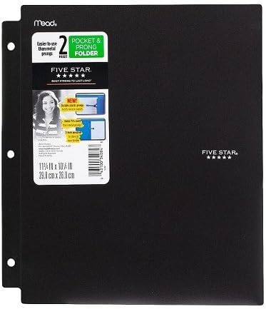 Mead Five Star® Plastic Folder, 2 Pocket, 11.5" x 10.5" - Multicolor