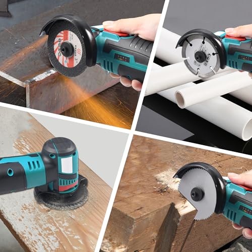 Mini Cordless Angle Grinder 12V 76mm Brushless Motor 19500rpm with 2 x 1500mAh Batteries & 8 Discs Electric Cutting Tool for Metal, Wood, Tile and PVC