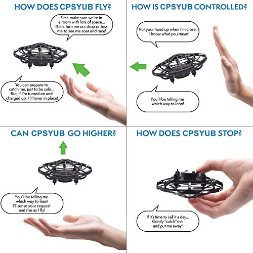 RC Flying Ball Toys, Latest Hand-Controlled Mini Drone Helicopter with Remote Controller, Infrared Interactive Induction UFO Flying Heli Ball Toys with 360° Rotating & LED Lights for Kids (Black)