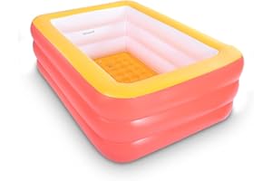 Inflatable Swimming Pool for Kids, 150x114x50cm Kiddie Pools with Inflatable Soft Floor, Durable Blow Up Pools for Backyard, 