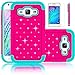 Galaxy J1 Case, EC™ Studded Rhinestone Case, Hybrid Armor Dual Layer Bling Crystal Rugged Rubber Hard Case Cver Samsung Galaxy J1 / J100 (Rose/Teal)