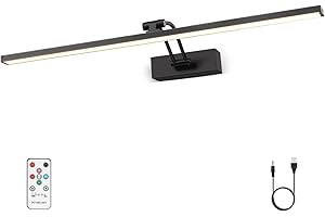 Elavika 24" Picture Light Battery Operated for Wall, Wireless Art Light with Remote, Timer, 6400mAh Rechargeable Cordless LED Gallery Lighting, Dimmable for Display Frame Painting, Black