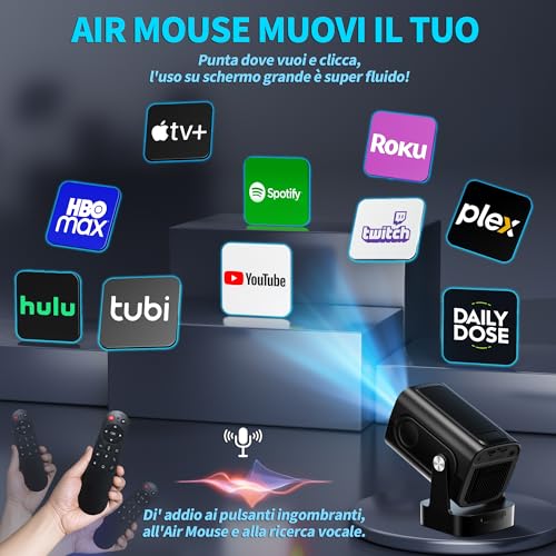 FHD 1080P Projector [2026 Upgraded] Portable Mini Projector 4K with Bluetooth 5.4 WiFi 6 Projector TV Car Keystone Video Projector with HDMI/Phone/USB/TV Stick/Laptopcon HDMI Cable & Mouse,Black