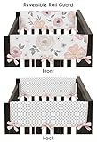 Sweet Jojo Designs 2-Piece Blush Pink, Grey and White Side Crib Rail Guards Baby Teething Cover Protector Wrap for Watercolor Floral Collection