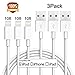 Sundix iPhone Charger, 10Foot Extra Long Lightning to USB Charger Cable, 8 Pin USB Sync and Charging Cords Compatible with iPhone 7/7 Plus/6S/6S Plus/6/6 Plus/5S/5C/5/SE/iPad/iPod - White - 3 Piece
