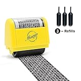 Miseyo Wide Identity Theft Protection Roller Stamp - Yellow (3 Refill Ink Included)