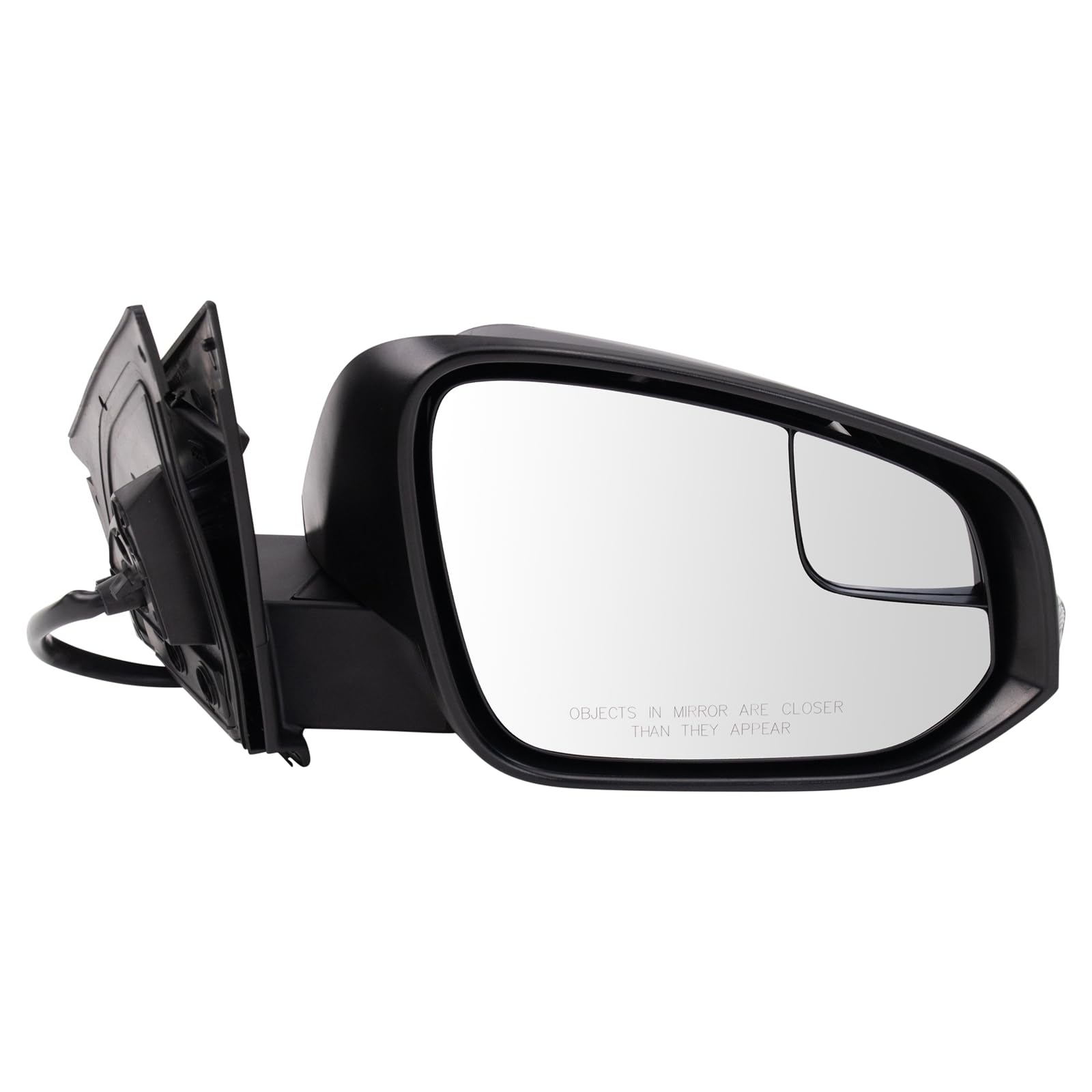 TRQ Passenger Side Power Mirror Heated with Turn Signal Smooth Black Paint to Match Compatible with 2016-2018 Toyota RAV4 TO1321444 Image