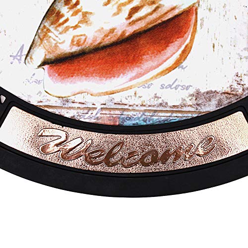 YK Decor Half Round Door Mat Inside Outside Entry Doormat Shoe Scraper Dirt Trapper Entrance Mat Non Slip Floor Mat Low Profile Front Door Mat Beach Theme Easy Clean