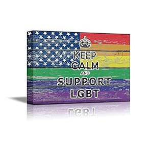 Keep Calm and Support LGBT Vintage Rainbow Color...